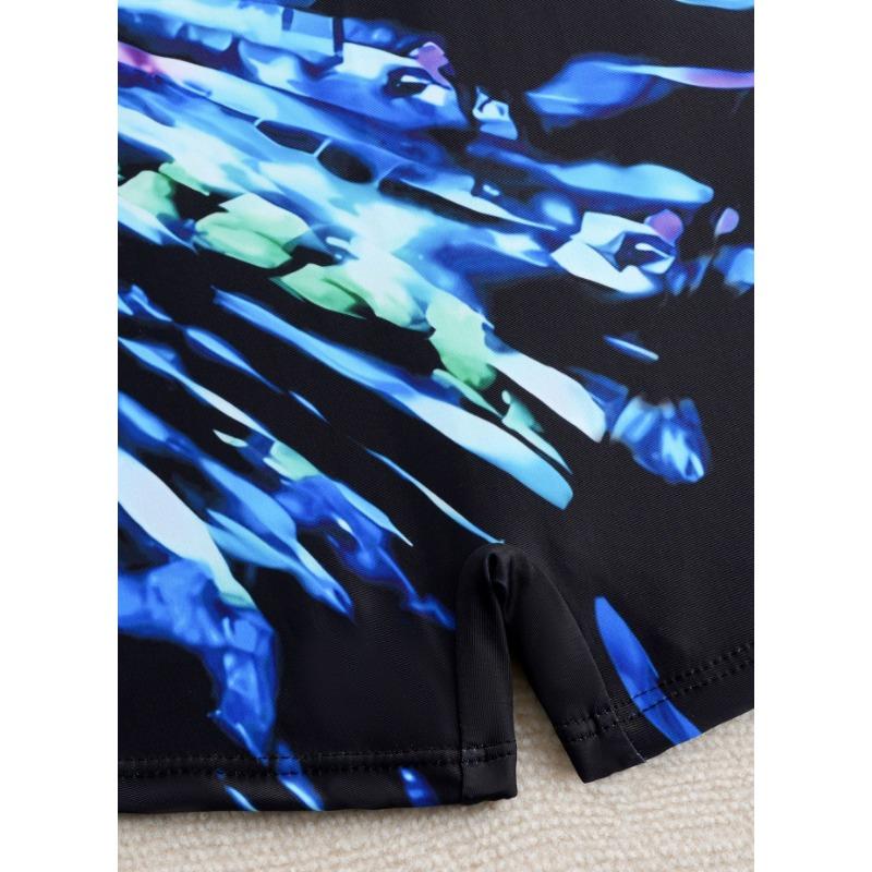 2026 New Racing Swimsuit Women's Personalized Printed One-piece Boxer Briefs Casual Conservative Swimwear