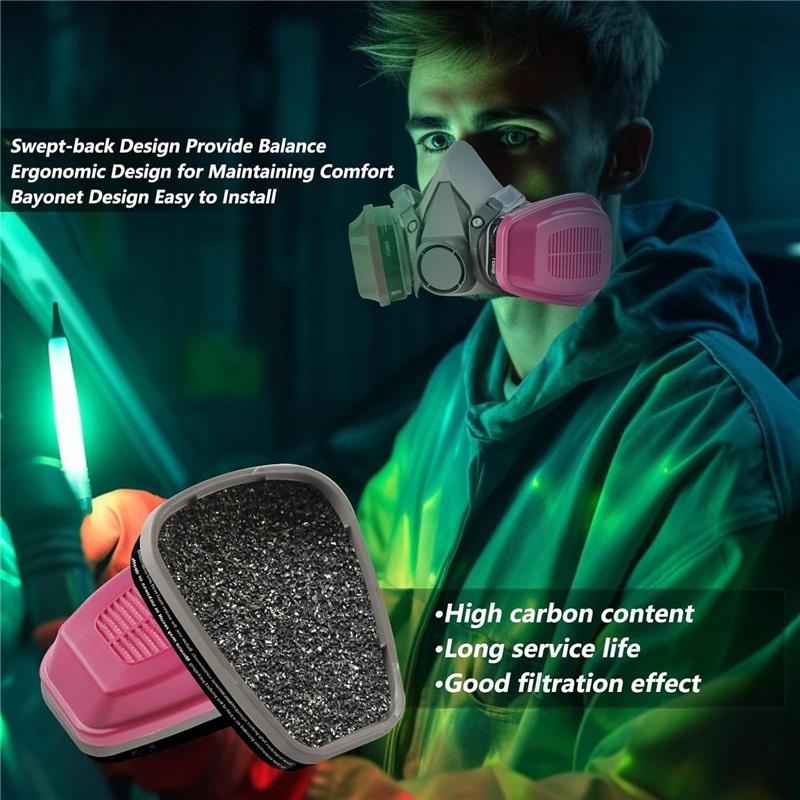 1 Pair 60921 Filter Cartridges for Respirator Mask, Gas Mask Filter Compatible with 6200,6800,7502, 7503 Masks(Pink)