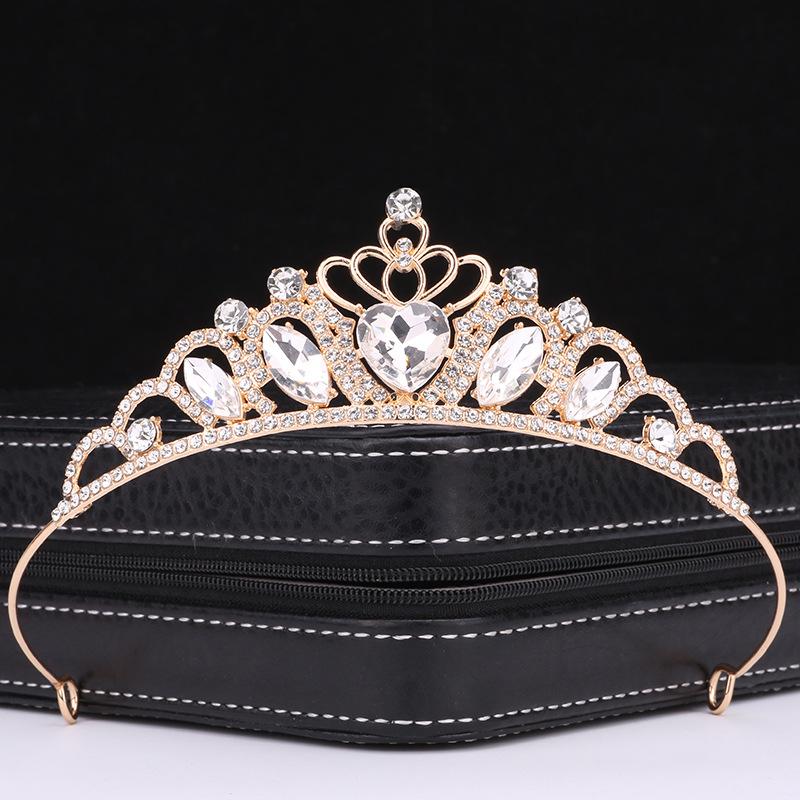 Children's Princess Crown Hair Accessories Alloy Rhinestone Love Crown Girls Birthday Headwear