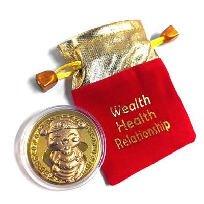 Amuleto de la Suerte 2025 Año de la Serpiente Lámina de Oro Moneda de la Suerte para Riqueza Salud Regalo de Año Nuevo Adornos Fengshui Decoración