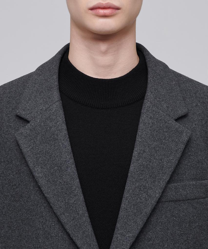 Musinsa Standard Wool Blend Melton Daddy Shoulder Oversized Blazer [Medium Grey]