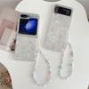 Tulip Flower Flip 6 5 Bracelet Wrist Strap Case Luxury Shell Pattern for Samsung Galaxy Z Flip 6 5 4 3 Z5 Z6 5G Cases Cover