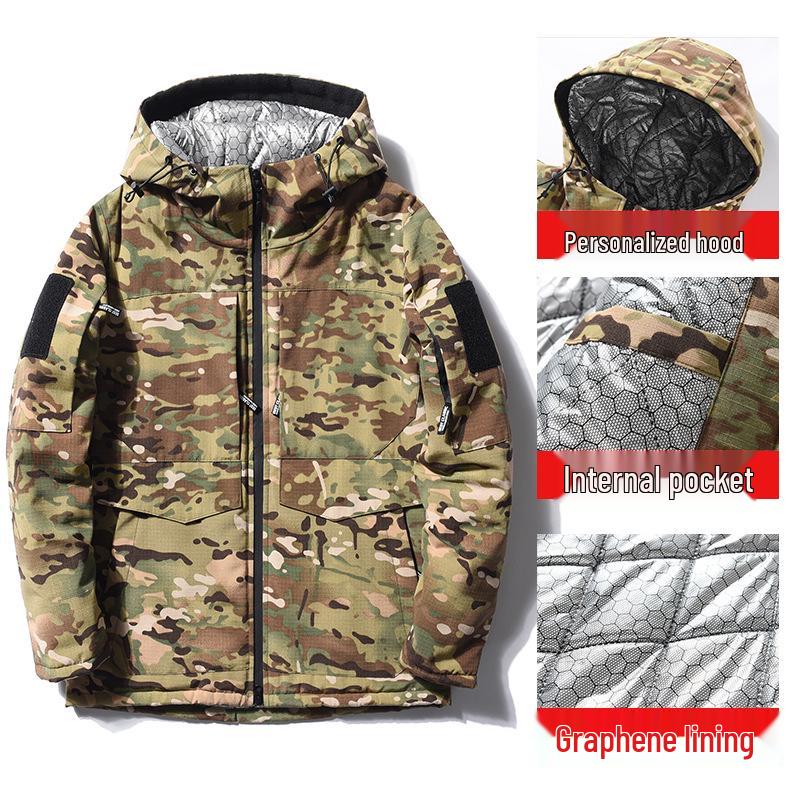 

Men s Winter Camouflage Hooded Jacket with Graphene Lining & Extra Warmth 2XL 180cm [145-160 lbs]