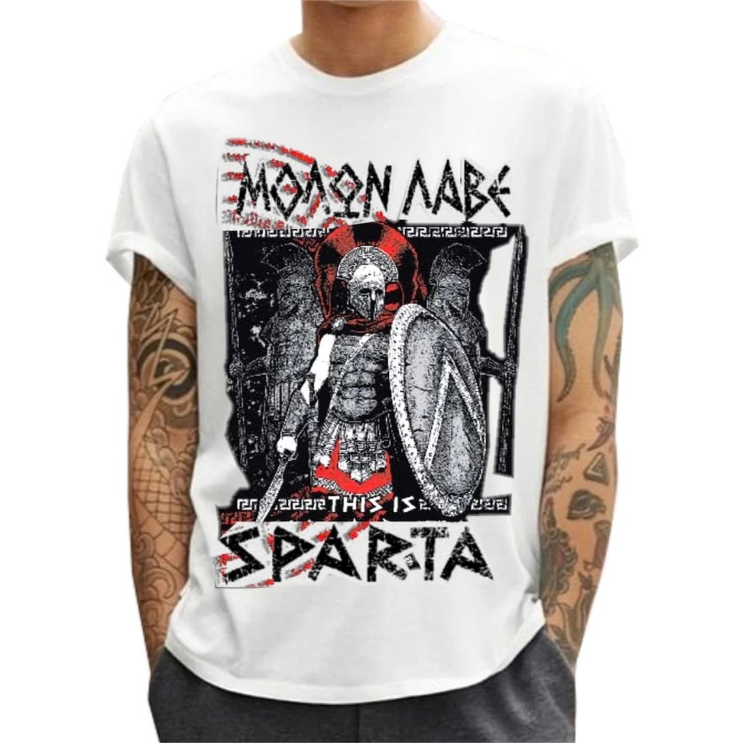 

Sparta T-Shirt Graphic T Shirts Unisex Cotton Vintage Round Neck Men Women Streetwear Tees Short Sleeve S чёрный