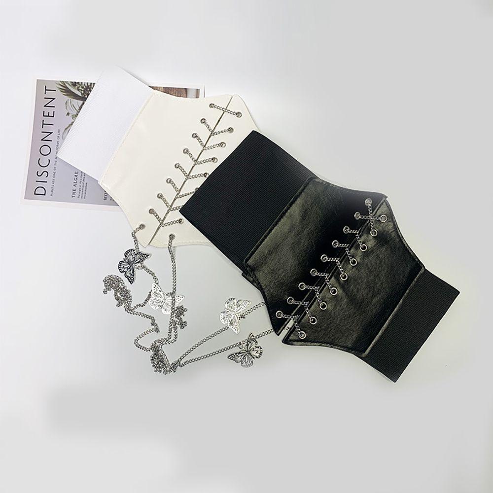 Female Corset Korean High Waist Dress Cummerbunds Waist Belt Butterfly Chain Female Waistband