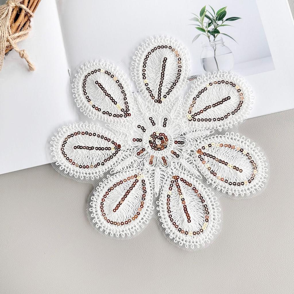 Mesh Cotton Thread Woven Sequins Flower Patch Clothing Top Sweater T-Shirt Decorative Cloth Sticker Accessories
