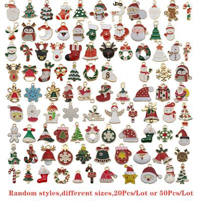 Aléatoire 20 pièces/lot ou 50 pièces/lot mélange taille 96 Style alliage métal goutte d'huile de noël breloques pendentif en or pour bricolage bracelet collier fabrication de bijoux