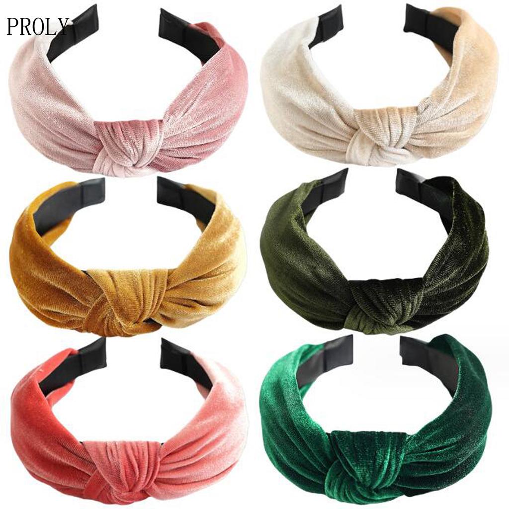 PROLY New Fashion Headband For Women Classic Canary Velvet Center Knot Casual Hairband Winter For Adult Turban Hair Accessories