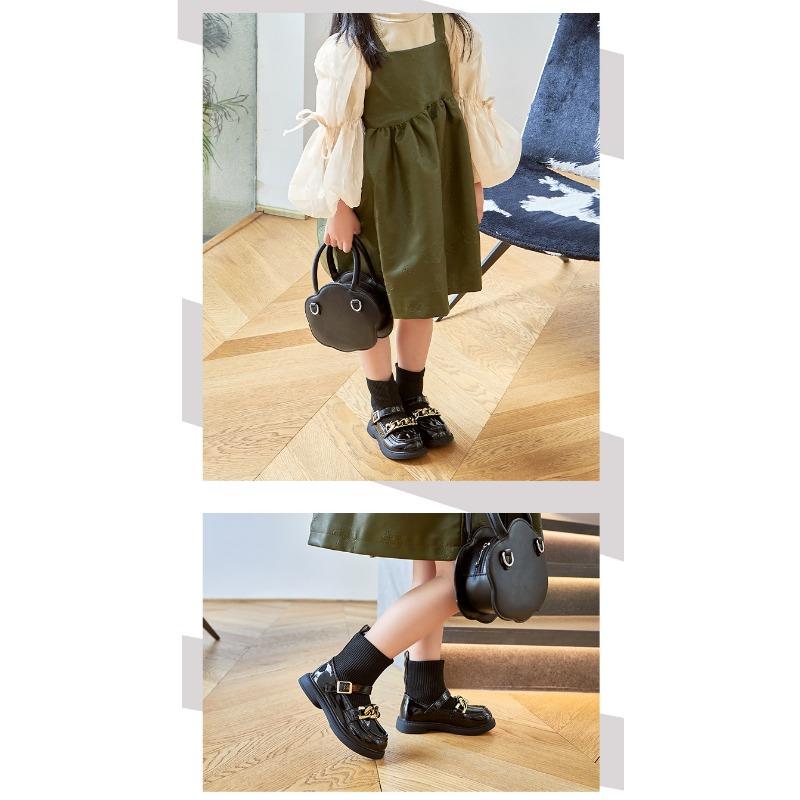 Korean Version of the New Children's Boots British Style Knitted Socks Boots Fashion Chain Foreign Style Princess Leather Boots