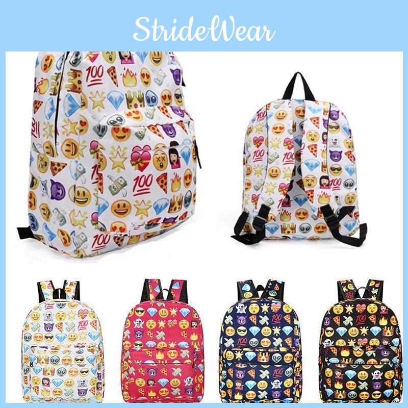 Kid Emoticons Backpack Smiling Face Emoticons Travel Cute Canvas Backpack School