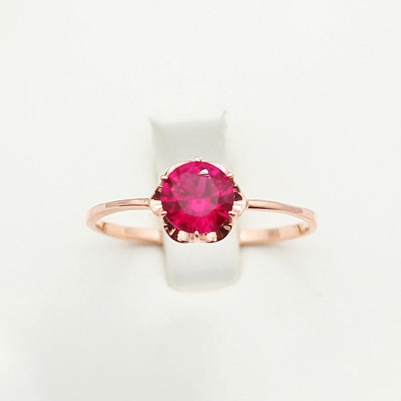 Russian Purple Gold Lace Six-Claw Ring With Rose Red Zircon Gemstone Rose Gold Plated Ring For Women opening adjustable
