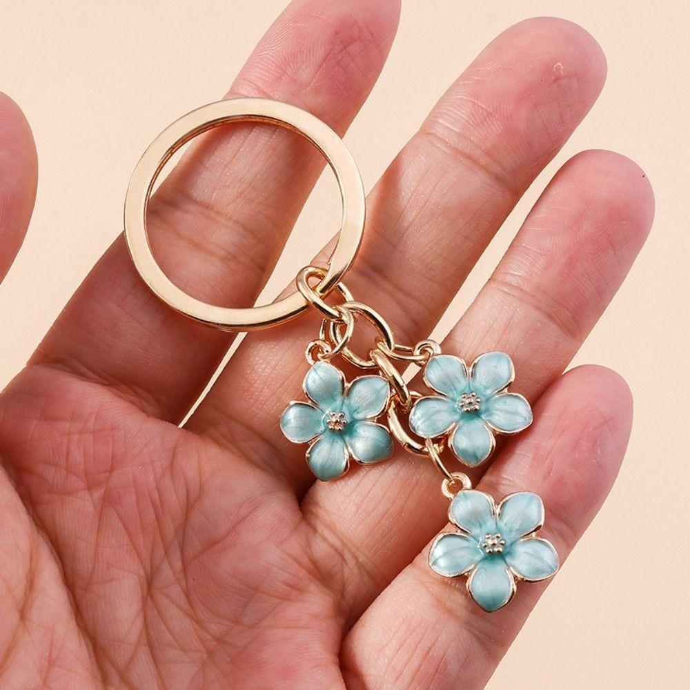 Enamel Colorful Sakura Flower Keyring Sweet Accessories Fun Decorative