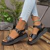 2026 new Summer One line casual buckle Large size Women's Shoes Thick Sole Solid color Outdoor comfortable beach Roman Sandals