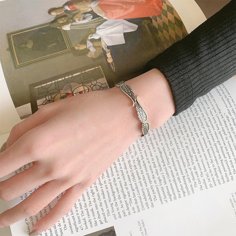 Retro Angel Wings Bracelets Men Women Punk Silver Color Adjustable Bracelets Unisex Accessories On Hand Wrist Gift for Lovers