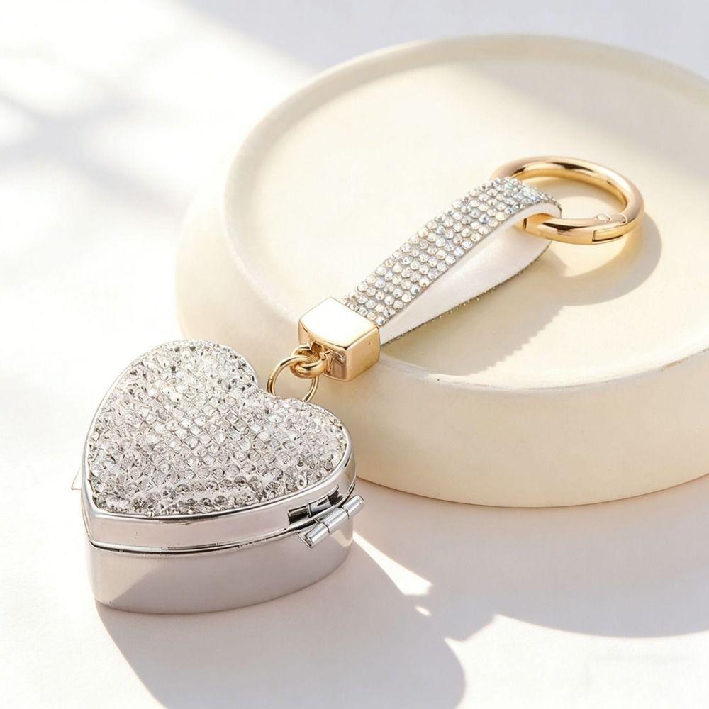 Portable Mini Pill Case Shining Bling Bling Key Pendant Compact Bag Hanging Ornaments Car Hanging