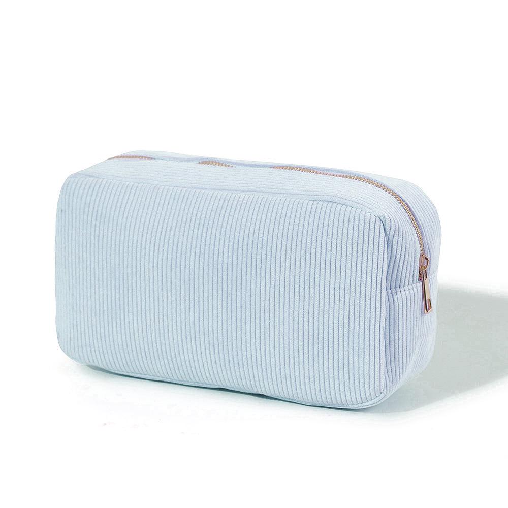 Large Capacity Corduroy Striped Travel Makeup Bag - Portable and Stylish