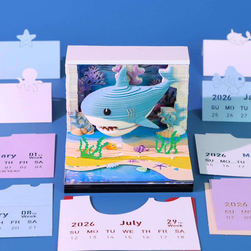 Underwater World DIY Style Layered Paper Model Memo Calendar Ocean Craft Hand-Tearable Memo Pad Perfect Gift Paper Crafts