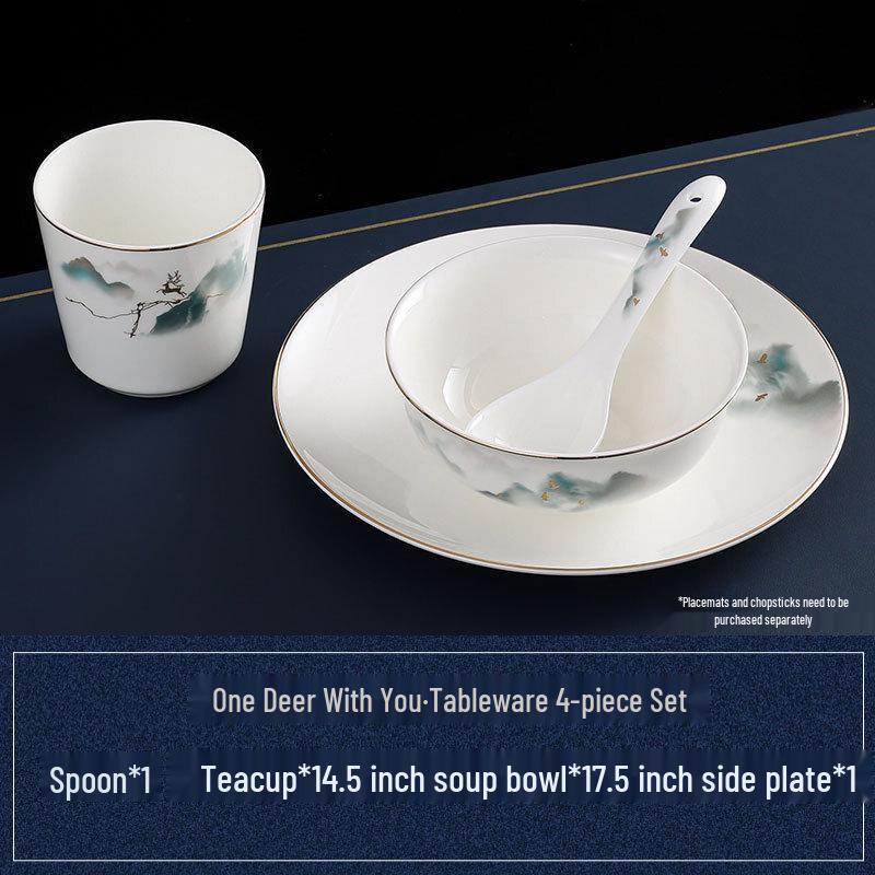 abay Chinese Gold Rim Bone China Dinnerware Set