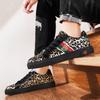 Spring Fashion Personalized Leopard Print Men's Shoes Casual Board Shoes High-end Printing Niche Comfort Trend Men's Black Shoes