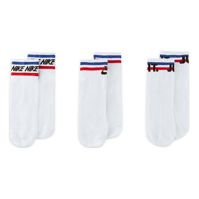 NIKE Unisex Socks, Sweat-Wicking Breathable Sports Socks, Short Socks Three-Pair Pack DX5080-100 White M