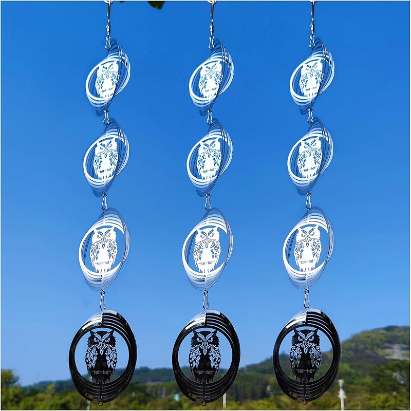 

Набор двусторонних металлических дисков для отпугивания птиц - Высокоотражающие, очень блестящие ветряные вертушки, уличный садовый декор, отпугивающие птиц от двора, патио, фермы Silver Round Owl
