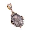 Natural Black Rutile 925 Solid Sterling Silver TwoTone Gift Pendant 1.50" o7T46