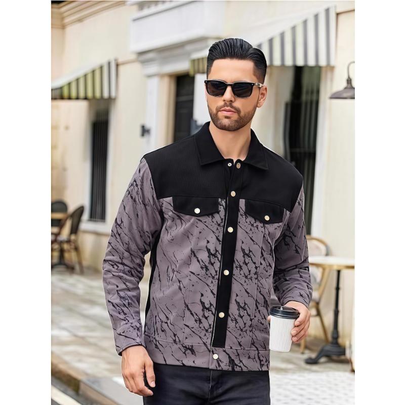 Мужская японская вельветовая деловая элегантная повседневная рубашка новая куртка с длинным рукавом S серый