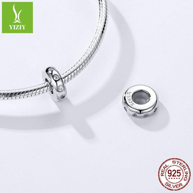 Beaded Bracelet Silicone Silver Accessories Fashion Platinum Plated S925 Sterling Silver Bright Bead Separator Scc1171