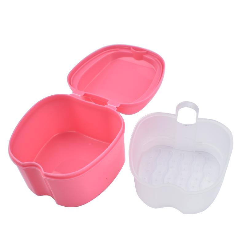 

Dental Denture Box Retainer Braces Storage Box Invisible Teeth Denture Cleaning Tooth Storage Portable Belt Case розовый