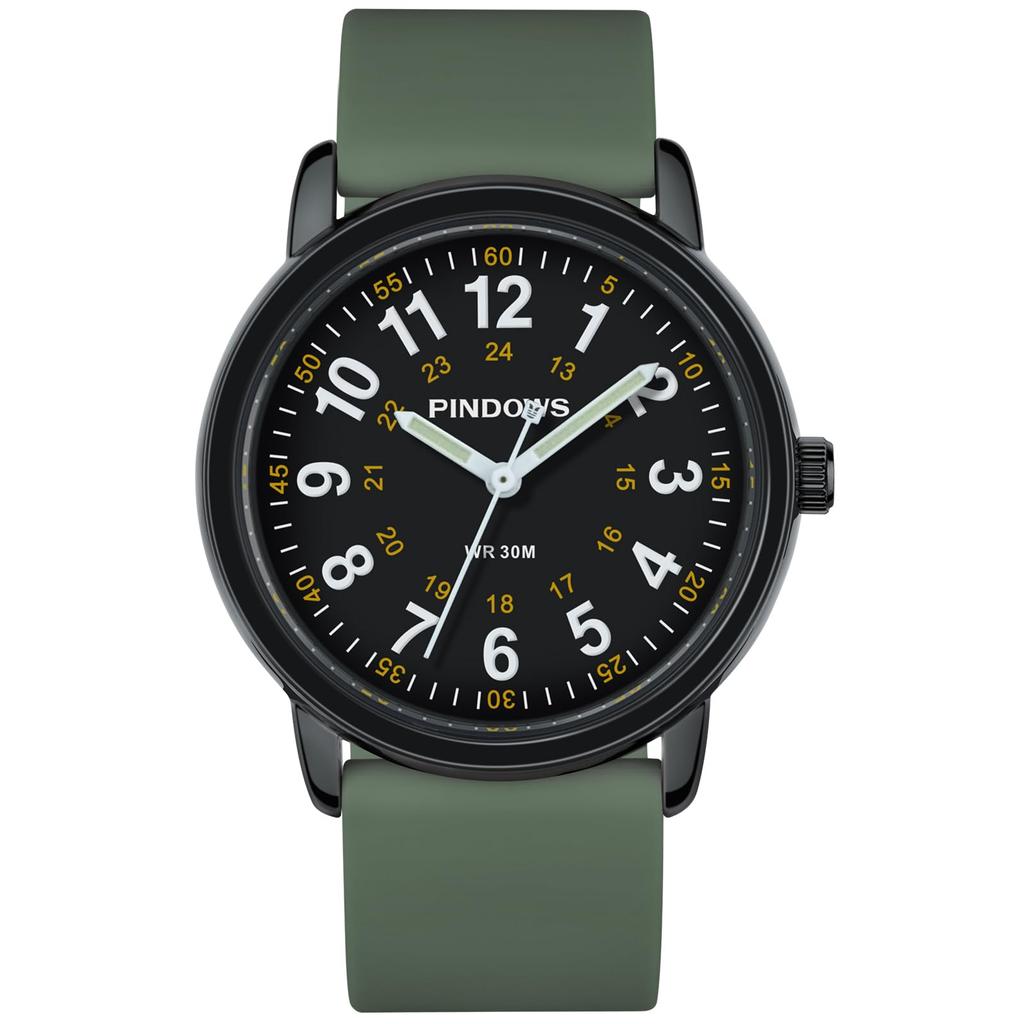 PINDOWS Analog Quartz Watch with Silicone Highly Luminous Dial for Easy Perfect for Younger Generation and Students Women's Band, Visible, Waterproof,