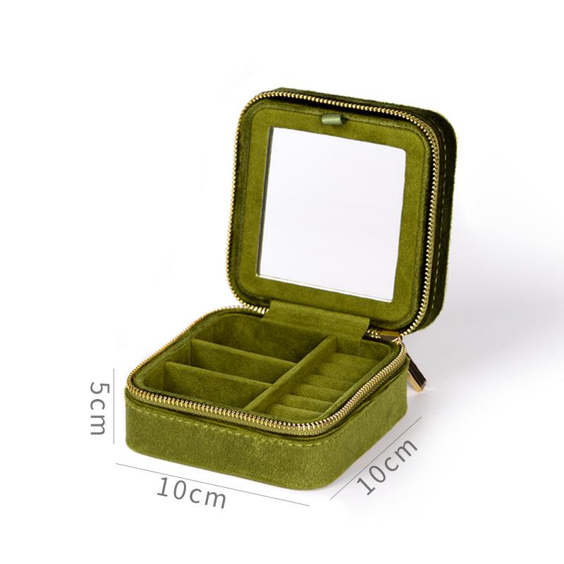 

Бархатная портативная шкатулка для украшений и сумка для хранения сережек 10x10x5cm мох зеленого