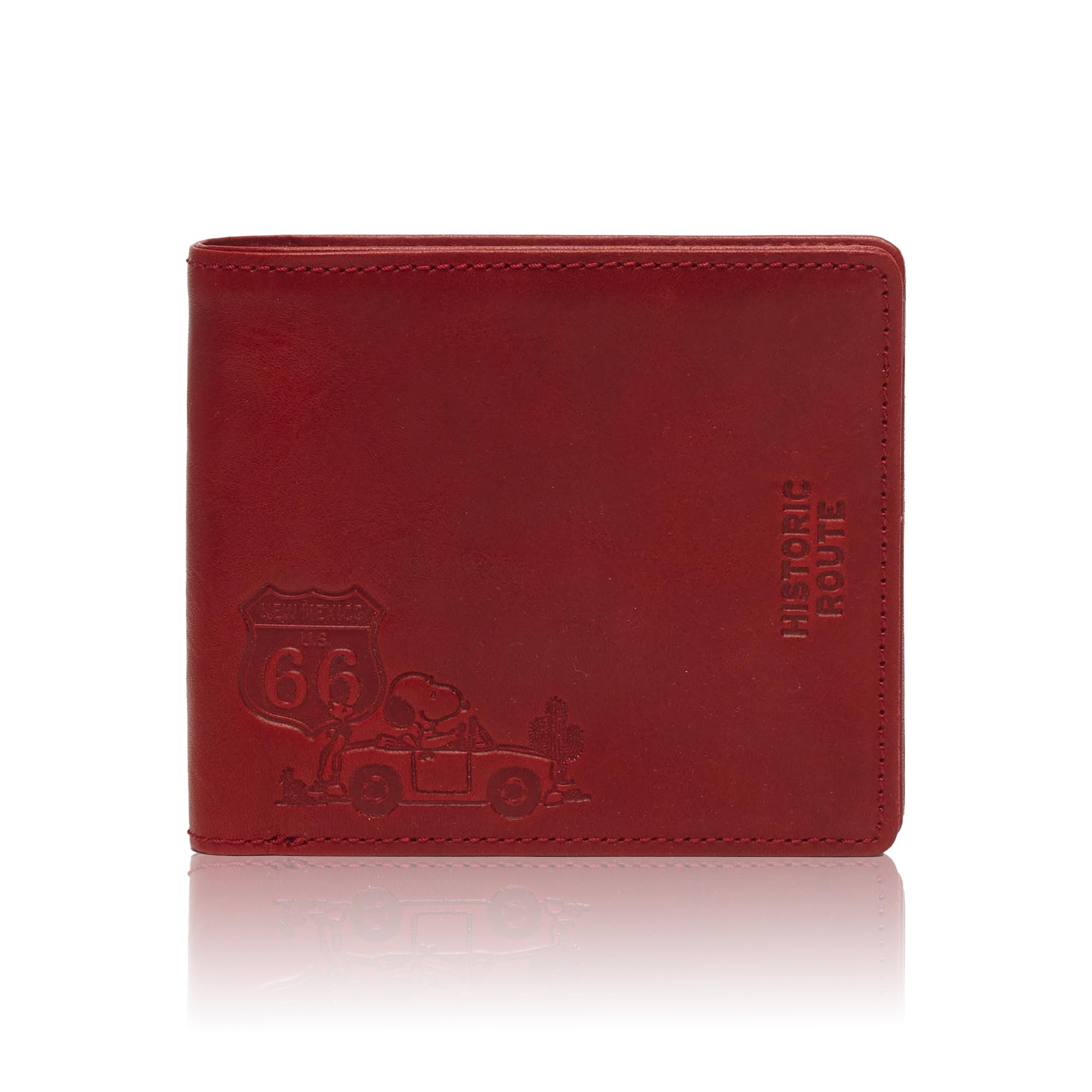 

Bifold Wallet HISTORIC ROUTE 66 Snoopy Route 66 Wallet Bifold Wallet Leather Slim No Zipper Cowhide Genuine Leather Leather Simple 73115 Red [Nadaya]