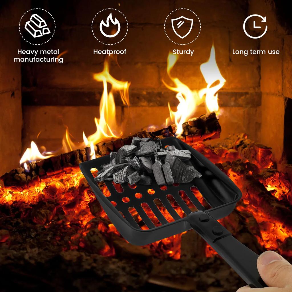 Cat Litter Shovel Heavy Duty Metal Hollow Coal Shovel Heat Resistant Hangable Fireplace Shovel Tool Multi-role Pet Cleaning Tool