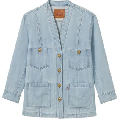Levis Denim Wanderer Series FW24 Loose Fit Crew Neck Simple Comfortable Long Sleeve Denim Jacket Women Jackets Light-Blue 001C5-0000