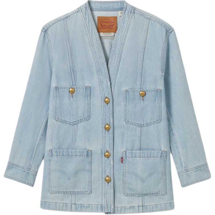 

Levis Denim Wanderer Series FW24 Свободный крой Круглый вырез Простая Удобная Длинный рукав Джинсовая куртка Женские куртки Светло-синий 001C5-0000 S