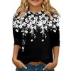 Children's 3/4 Sleeve Tops Casual  Print T Shirt Round Neck Pullover Blouse