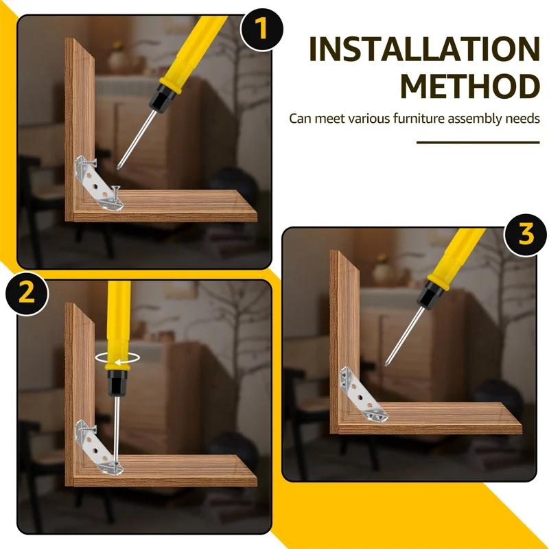 10/20/30pcs Universal Furniture Corner Connector Stainless Steel Corner Brace for Wood Furniture Bedframe Cabinet Drawer Bracket