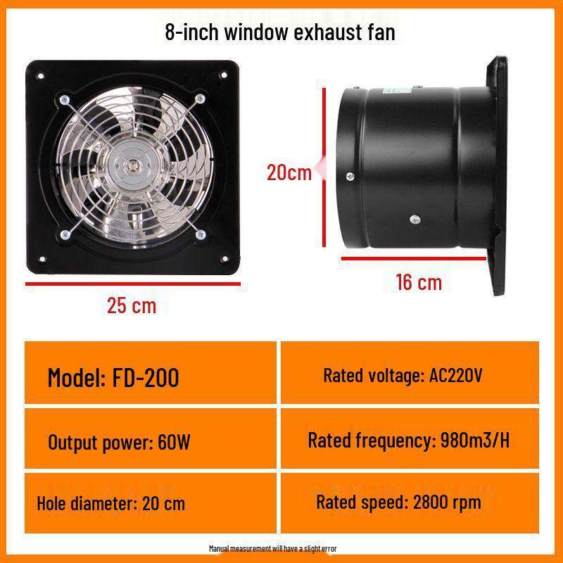 Powerful Silent Kitchen Window Exhaust Fan – Metal Square Oil & Smoke Extractor