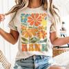Boho Floral Mama T-and Kids Tshirt, Natural and White Tee Large Flowers for Modern Moms