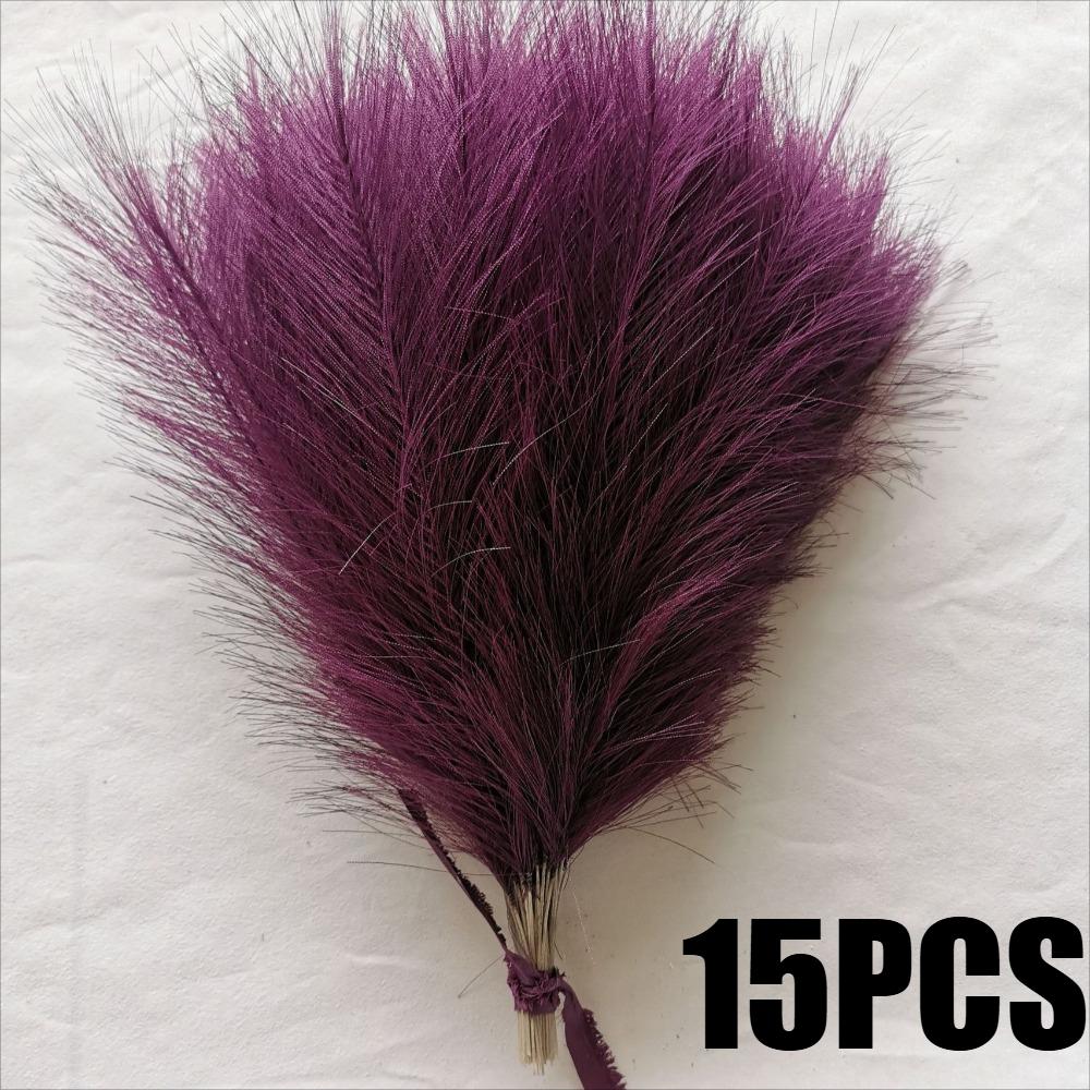 24PCS Brown Faux Pampas Grass White, 56cm Short Artificial Pompous Grass Floral Fake Pompas Grass Branches Vase Filler