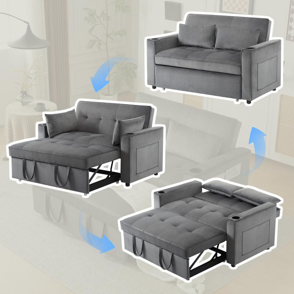 Divano letto pieghevole, divano multifunzionale con funzione letto, con portabicchieri e cuscini, adatto per soggiorno, camera da letto, home theater appartamento