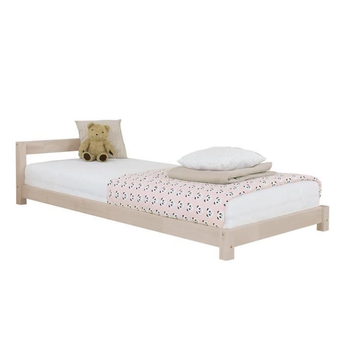 Lit enfant DREAMY 90 x 190 beige - GENERIQUE - Lit classique - Bois - Somier inclus