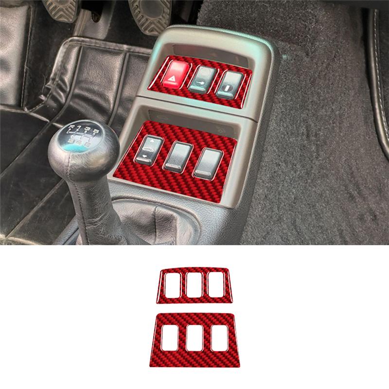 2 Pièces Pour 1989-1997 Porsche 911 Autocollants Fibre de Carbone Bouton de Levier de Vitesse de Voiture Cache Garniture Cadre Accessoires Intérieurs
