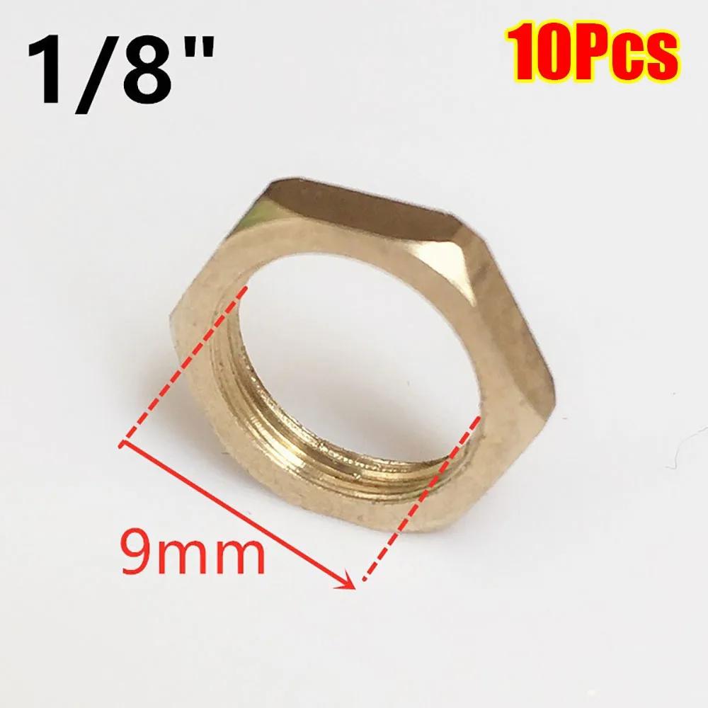 

10Pcs Brass Hex Lock Nuts Hexagonal Shank Cap Female Thread Flange Nut BSP 1/8 1/4 3/8 1/2 3/4 1 Water Tank Joint