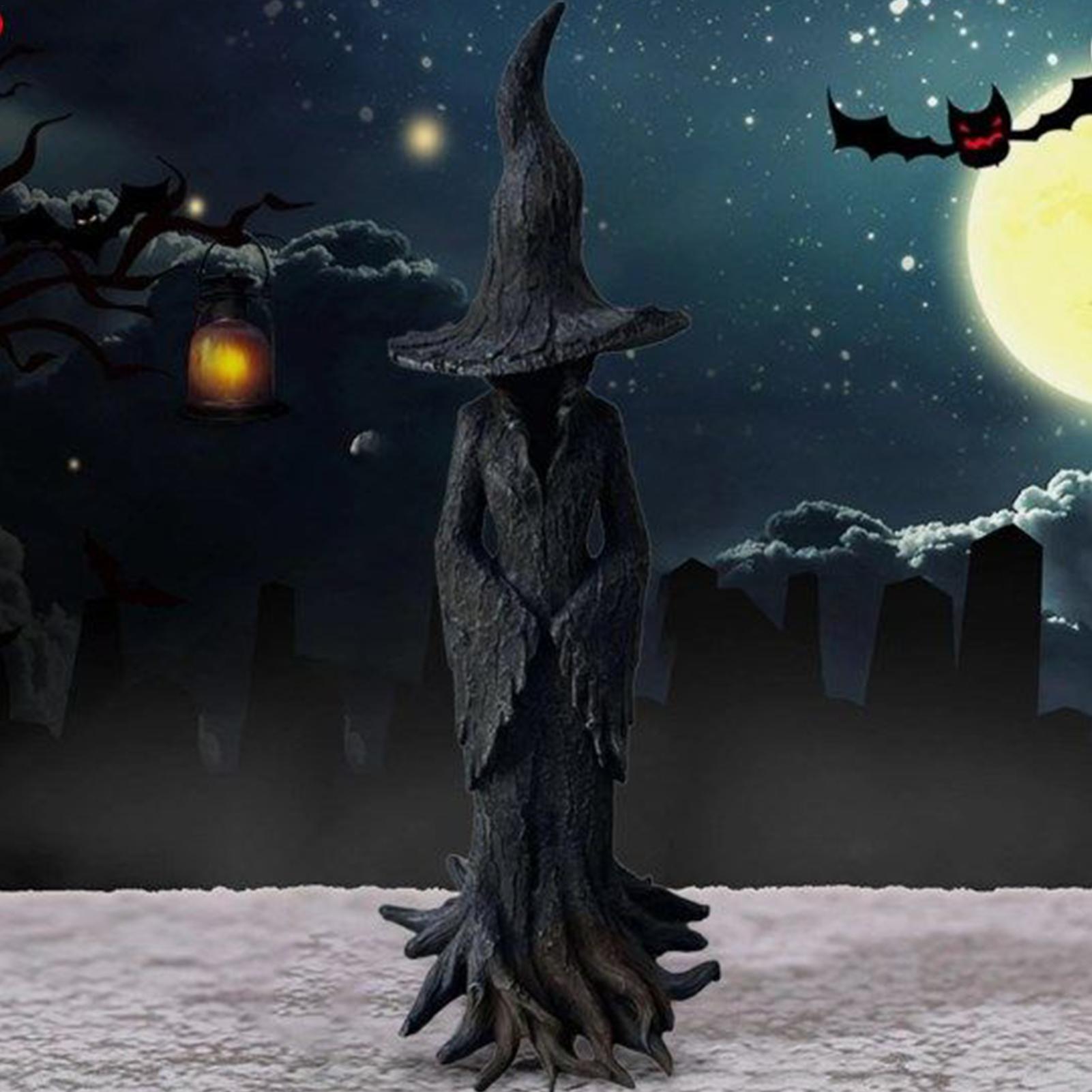 

20cm Tree Witch Statue Halloween Decoration Gothic Decor Festival Desktop Ornament For Thanksgiving Party Wedding Christmas CN