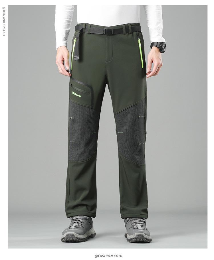 Men's Plus Velvet Winter Ski Pants - Windproof, Waterproof, Wear-Resistant, Warm for Hiking, Fishing, and Mountaineering.