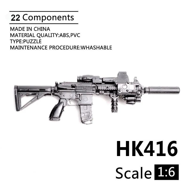 

1/6 4D Gun Model HK416 Automatic Rifle Black Plastic Assemble Soldier Prop for 12 Action Figure Toy
