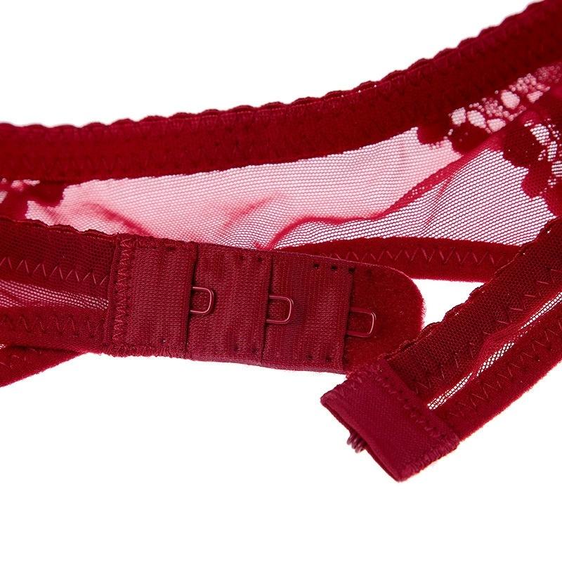 Embroidery Floral Sheer Mesh Patchwork Garter Belt With Bowknot 4 Straps Back Clasps Elastic Suspenders Sexy Lingerie Underwear