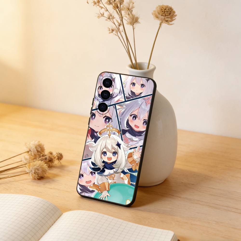 

G-Genshin Impact P-Paimon Phone Case For Samsung Galaxy A73,A72,A71,A70,A53,A52,A51,Soft Silicone Black Cover Samsung a41