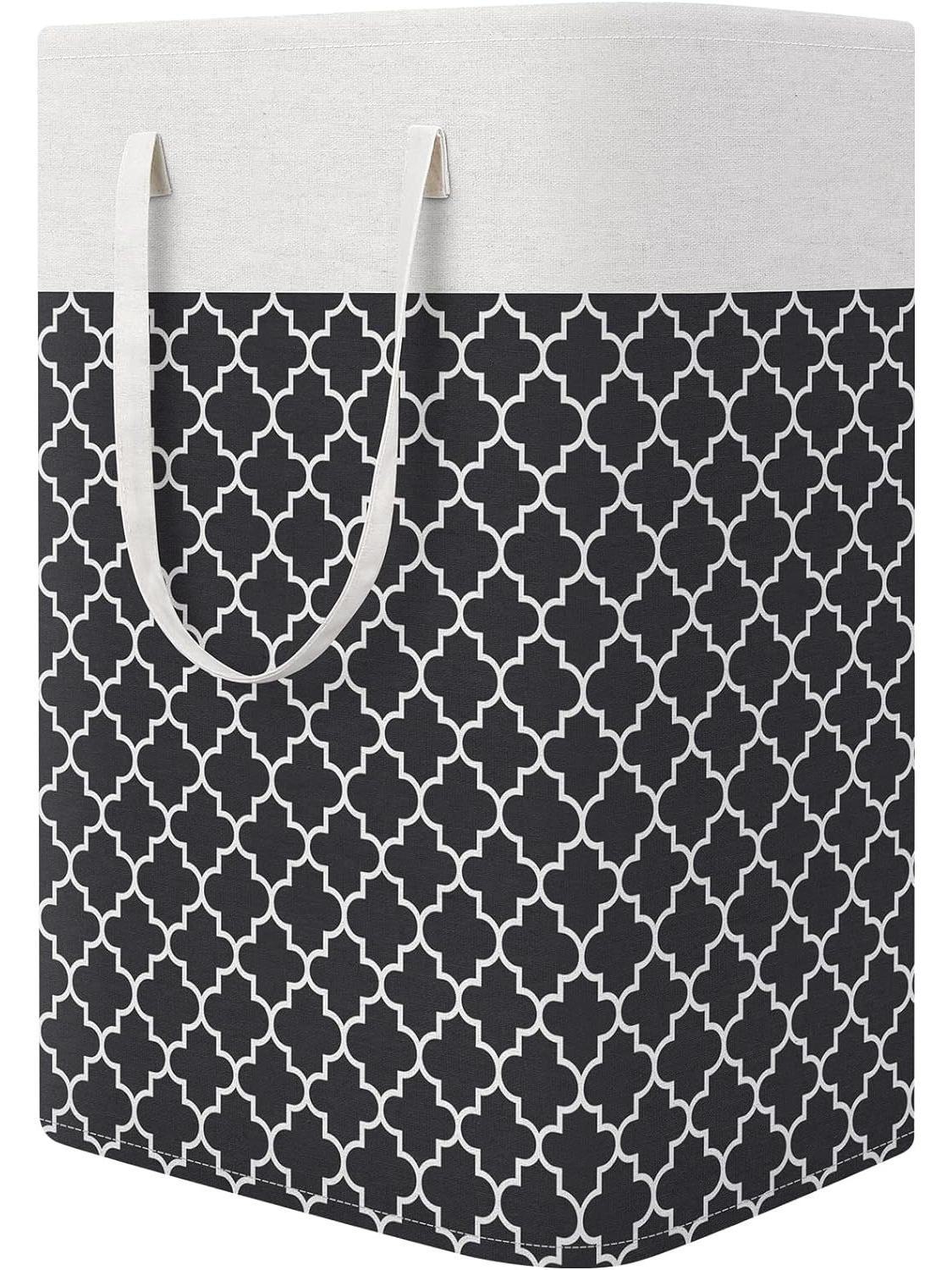 

Складний вологонепроникний смугастий кошик для білизни та іграшок 40*30*60 чорний